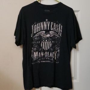 Johnny Cash Man in Black Tee Size Large